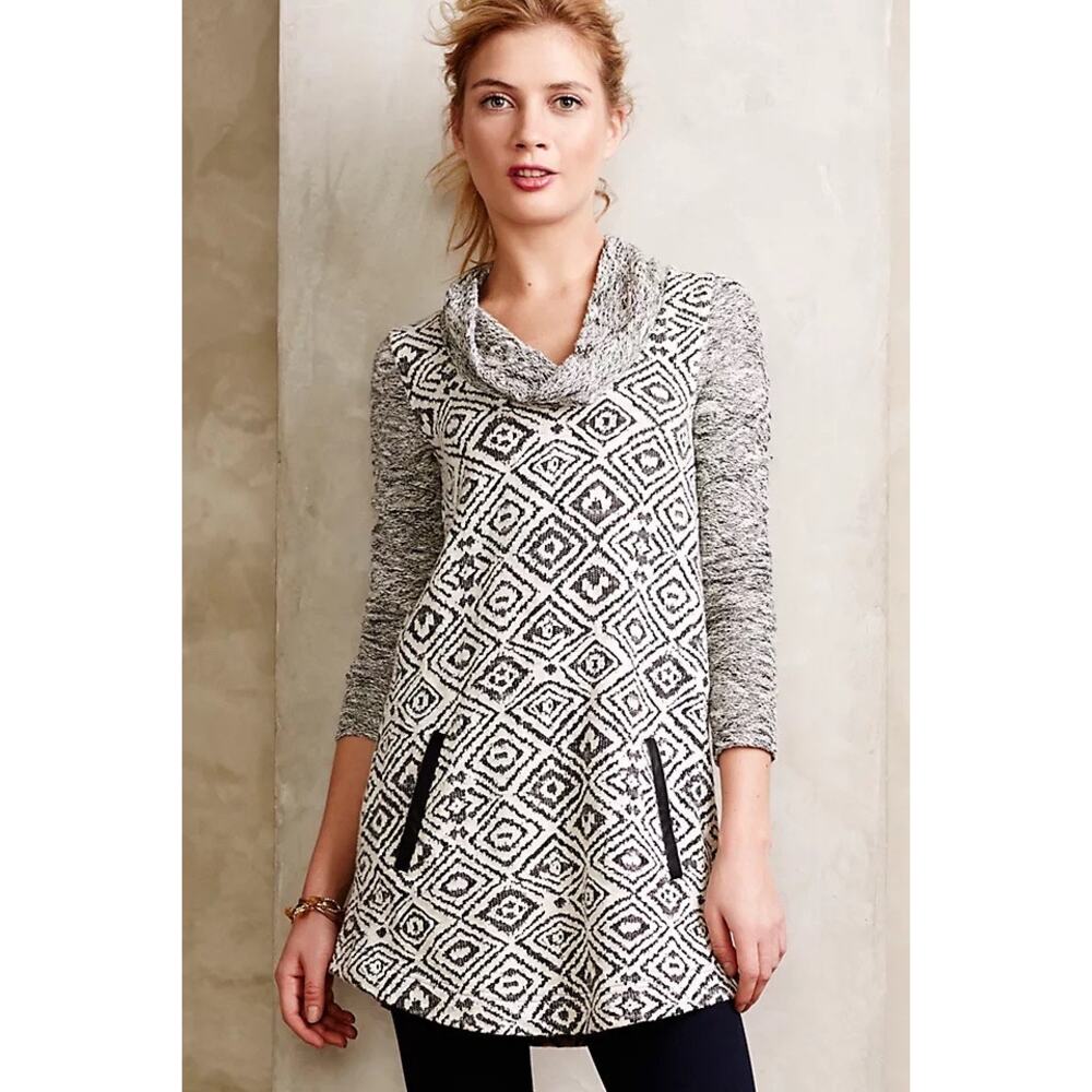 Anthropology Postmark Pull‎ Over Top Size XS Long Sleeve Cowl Neck Cotton Tunic